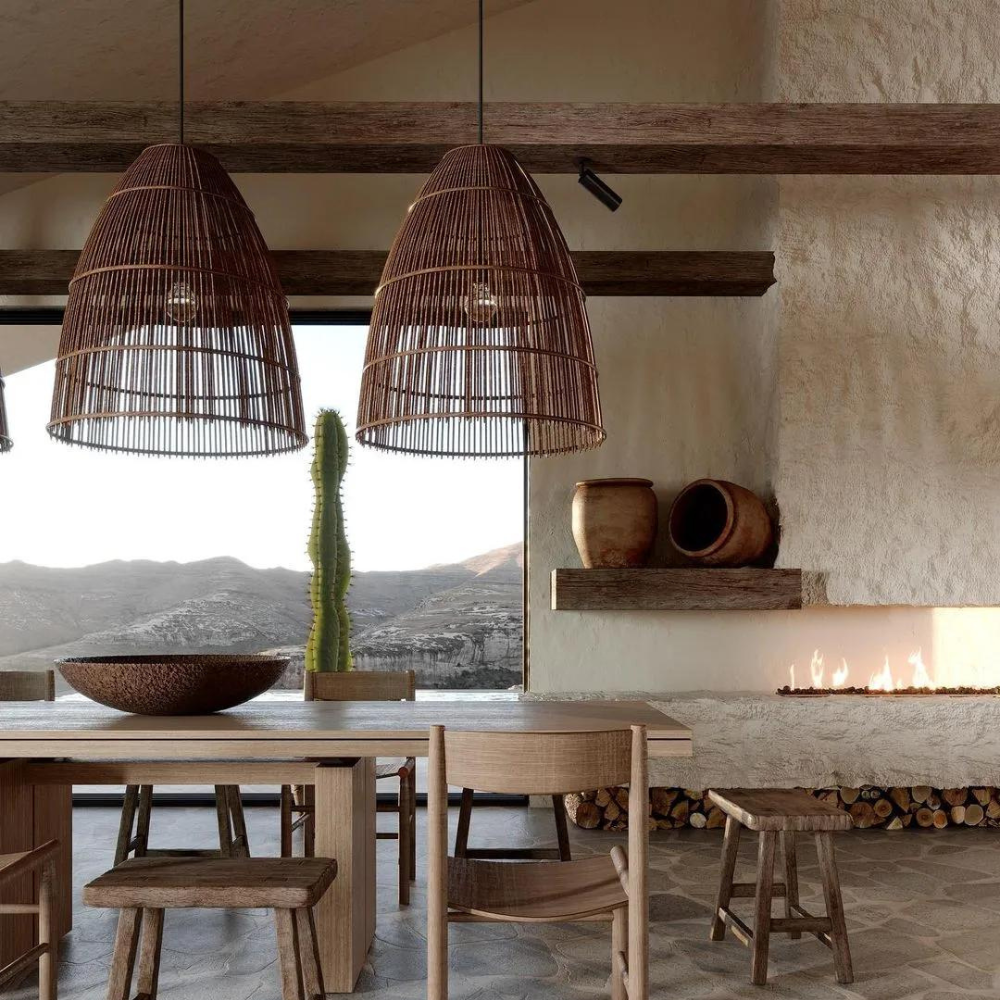 Runa Boho Rattan Pendant Light | Esilora