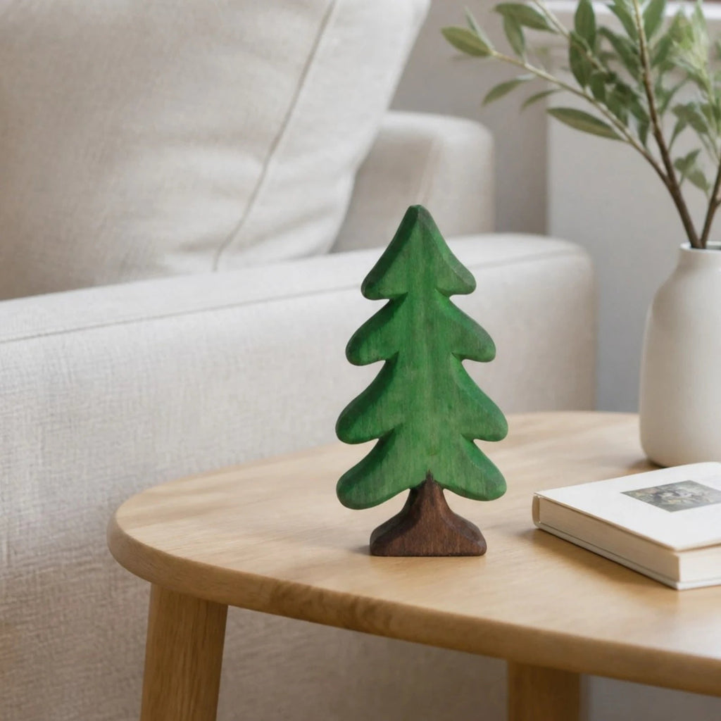 Ornement de table en bois représentant un pin vert fait main | Esilora
