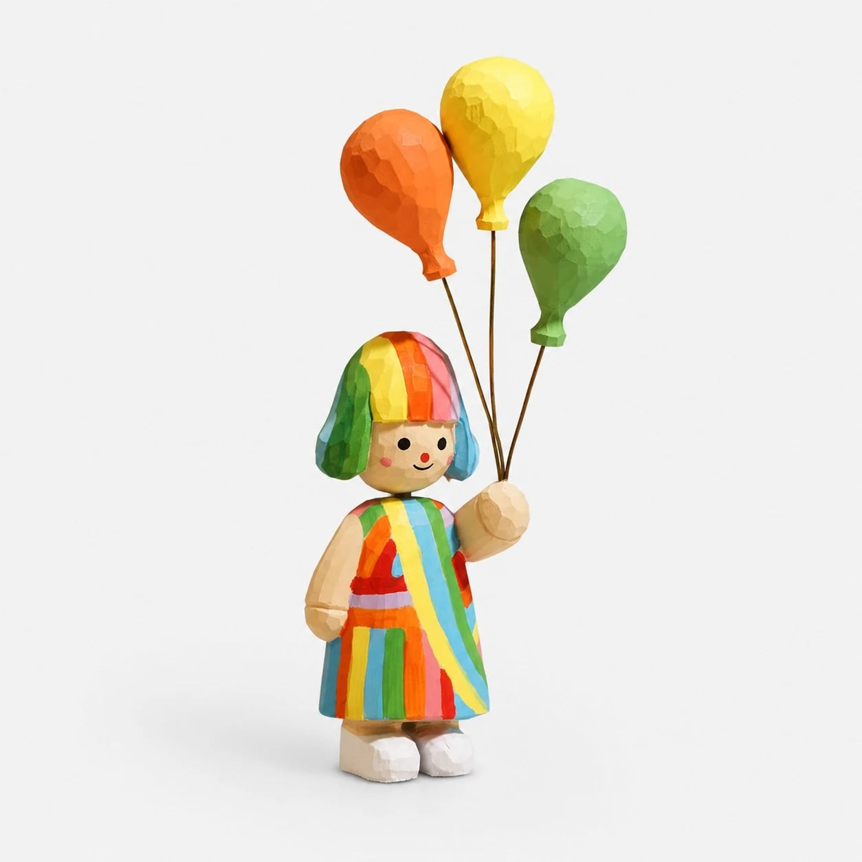 Rainbow Balloon Girl Wooden Figurine | Esilora