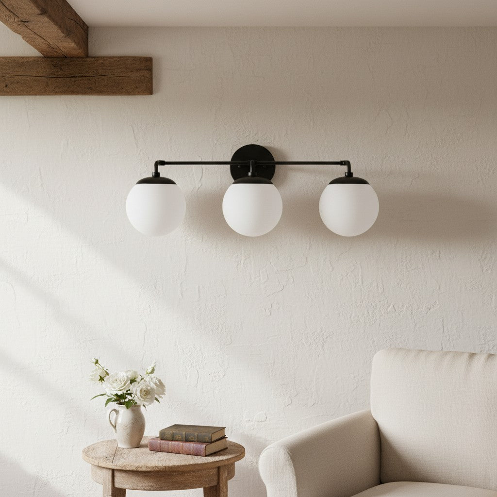 مصباح Glorica Glass الشريطي LED القابل لتعتيم الإضاءة للمرآة – وحدة إضاءة حمّام كروية بسيطة | Esilora