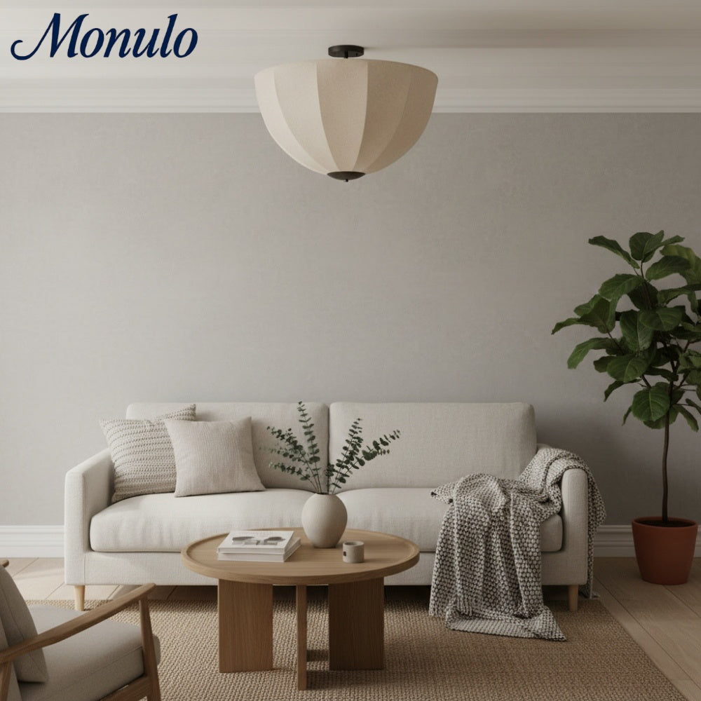 Lumarys Sculptural Fabric-Wrapped Pendant Light Organic Botanical Style for Living Room | Esilora
