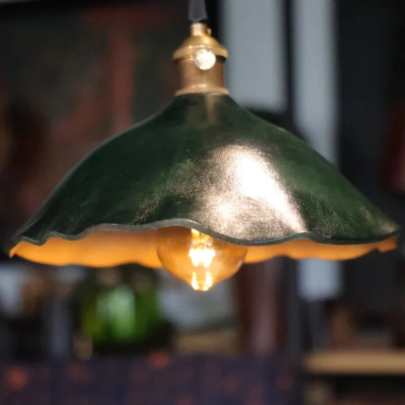 Kupolová závěsná lampa s koženým stínidlem | Esilora