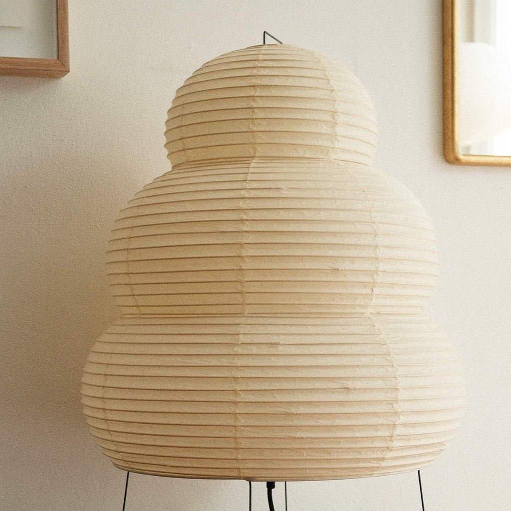 Lampada da tavolo giapponese wabi-sabi in carta di riso bianca | Esilora