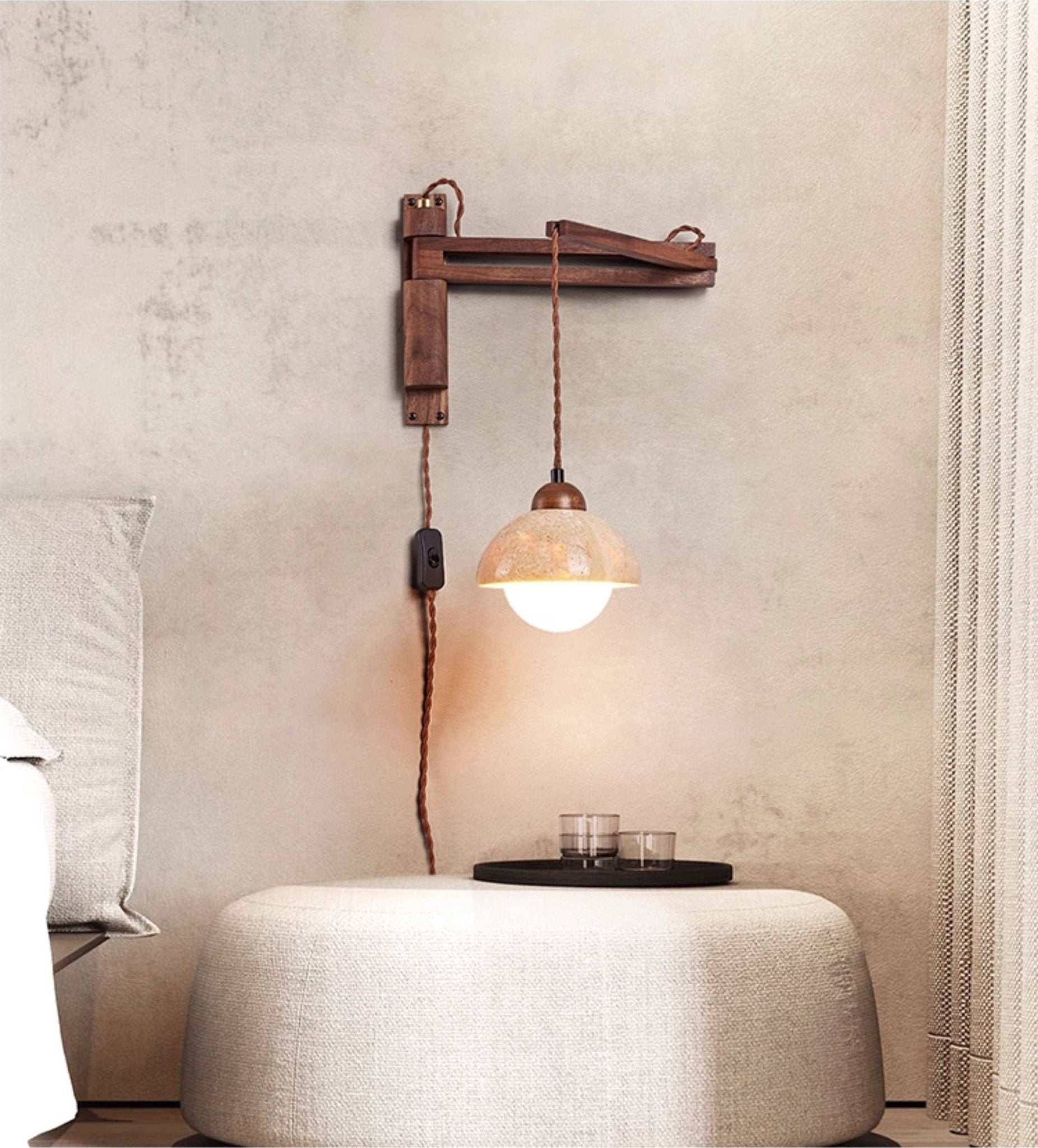 Adjustable Travertine Dome Wall Sconce | Esilora
