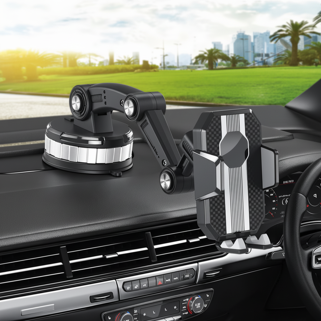 Support de téléphone pour voiture — fixation par ventouse, maintien stable pour smartphones
