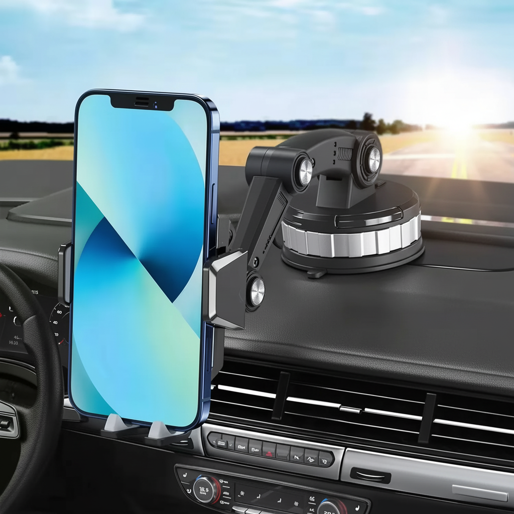 Support de téléphone pour voiture — fixation par ventouse, maintien stable pour smartphones