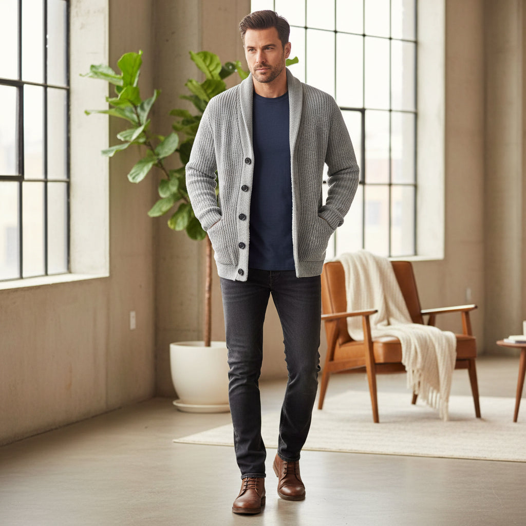 Casual Strickjacke Knopfverschluss - Image 2