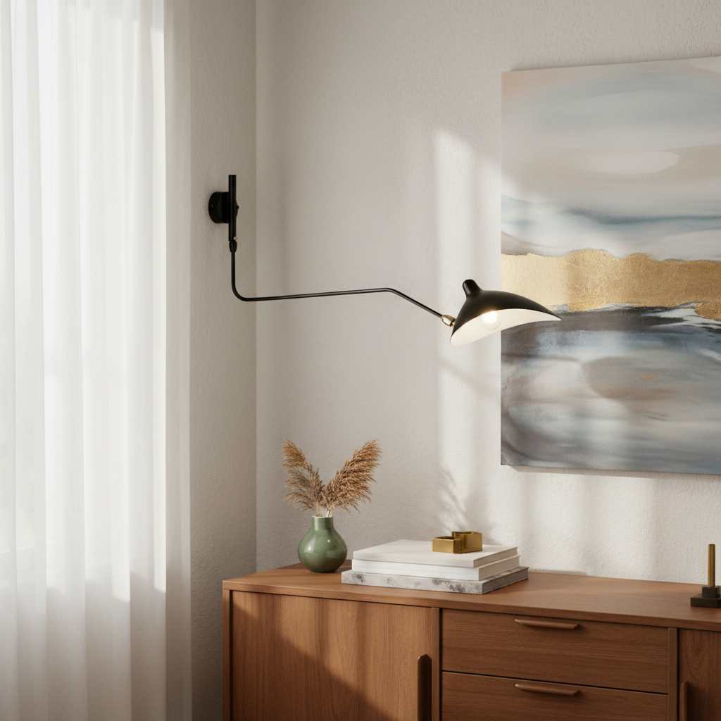 Arclume Modern Minimalist Designer Wall Lamp – Sleek Adjustable Arm Sconce Contemporary Lighting N42 | Esilora