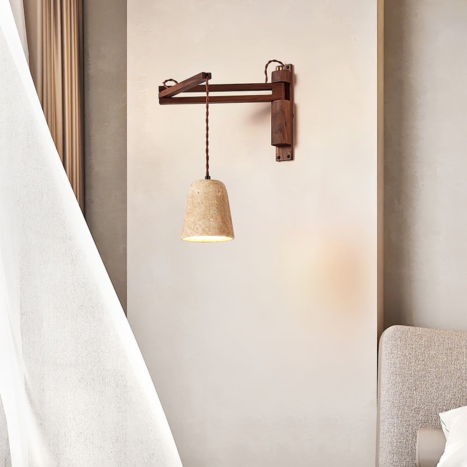 Adjustable Travertine Dome Wall Sconce | Esilora