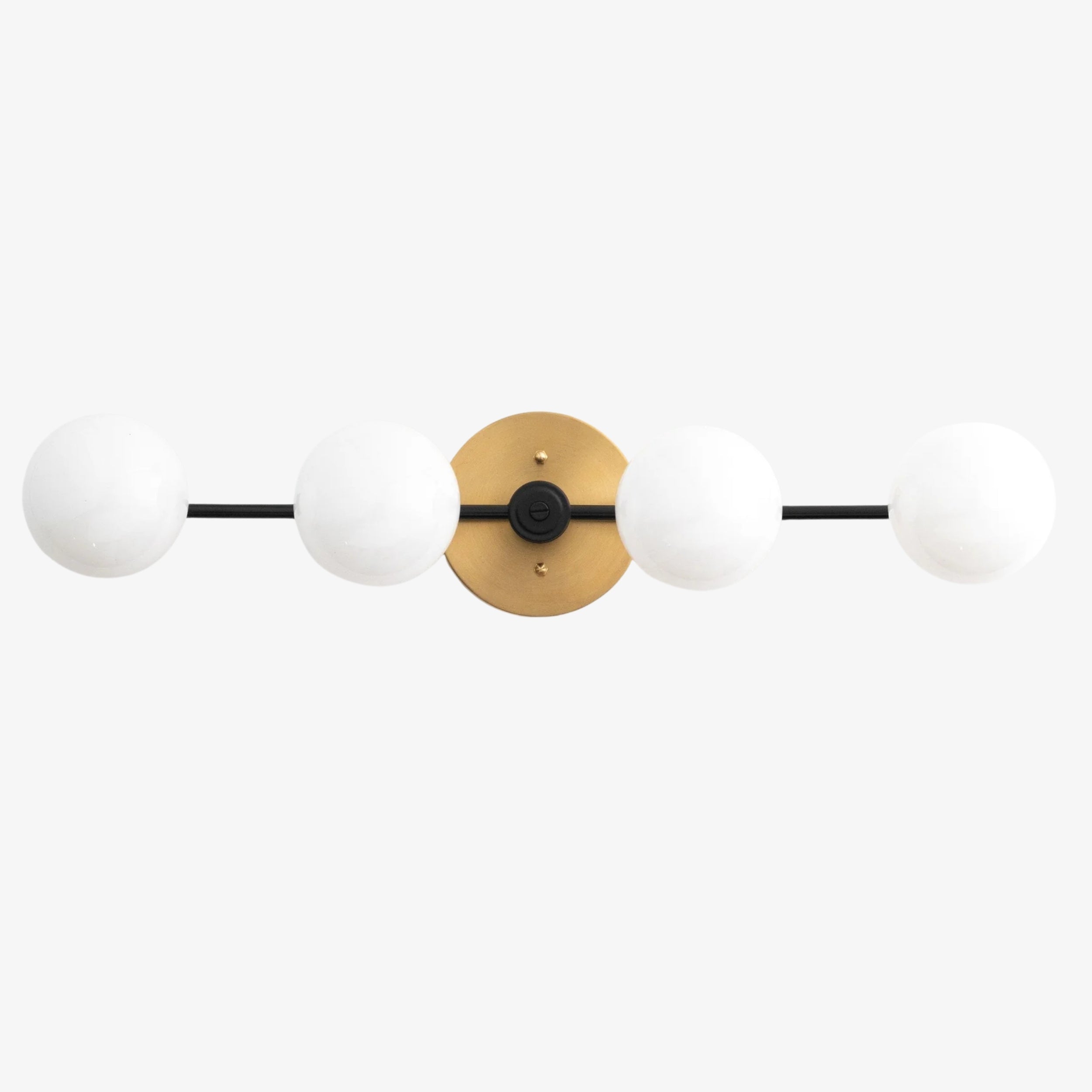 Lampada da parete Glorica Glass in metallo minimalista con barra e globo per toeletta — Lampada a globo da parete per spogliatoio e bagno | Esilora