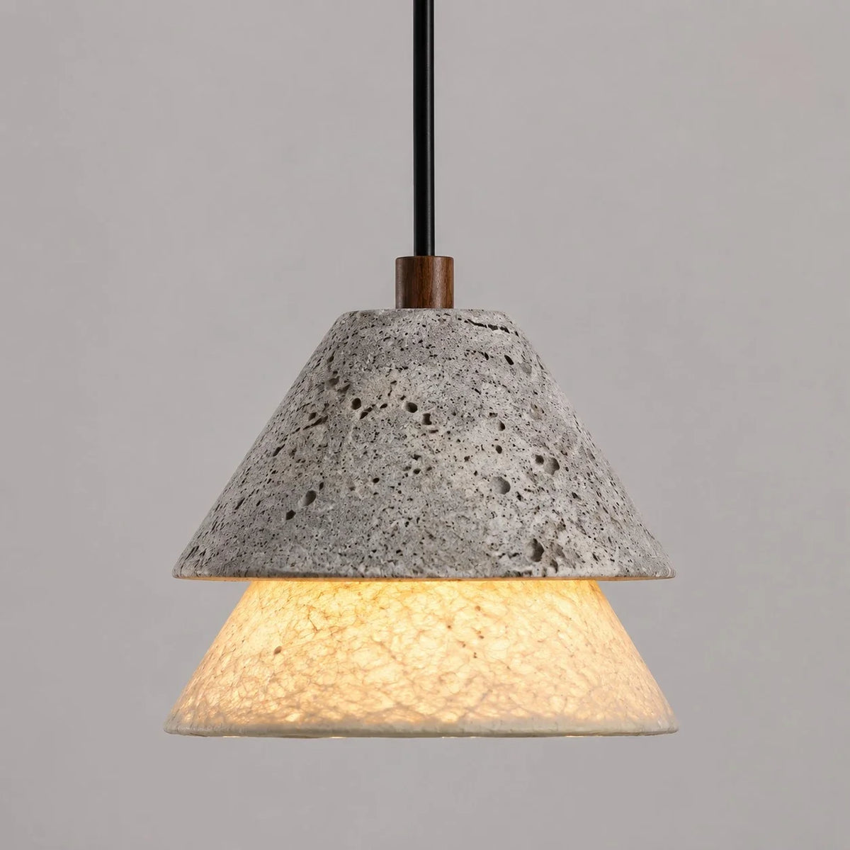 Grey Stone Pendant Light with Paper Diffuser | Esilora