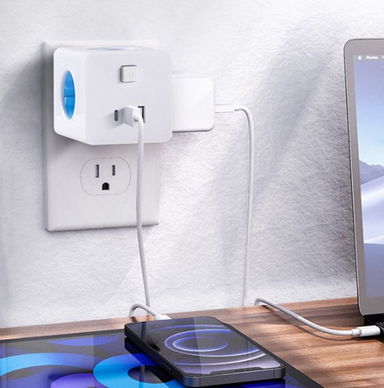 Power Cube Extension with 4 Outlets and USB Charging Ports - Esilora
