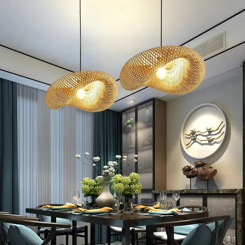 Aira Handwoven Natural Bamboo Pendant Light | Esilora