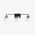 Luminaire de salle de bains Lirra à trois abat-jour en verre, design élégant en métal – Éclairage de coiffeuse | Esilora