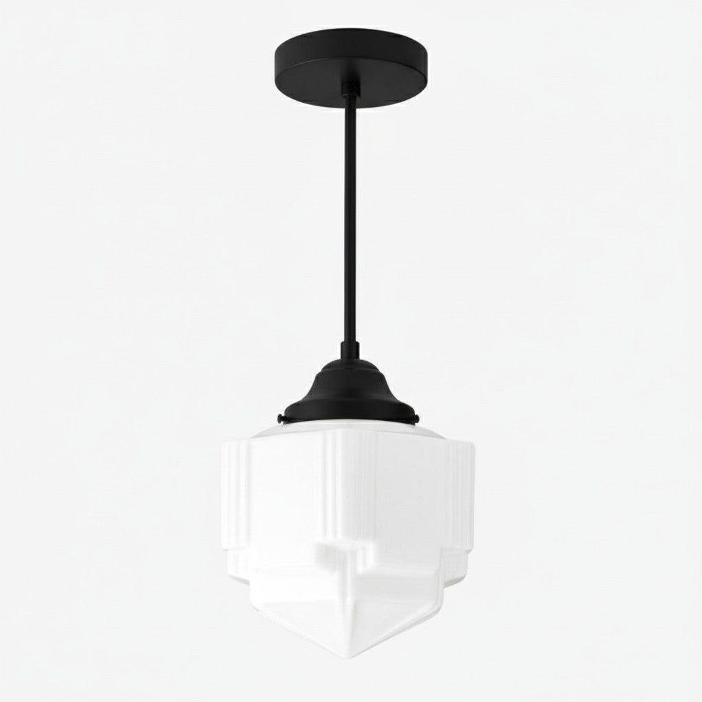 Geotower Glass Skyscraper Shade Art Deco Pendant Light – Vintage Ceiling Lamp for Dining Rooms, Kitchens and Offices | Esilora