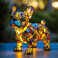Stained Glass Table Lamp — Pet Silhouette Design, Warm LED Lighting