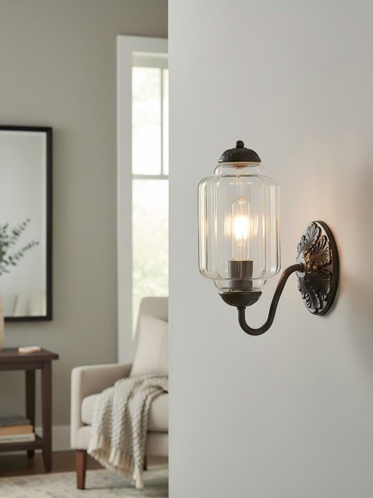 Vintage Milk Glass Sconce Bedside Hallway Eloise Wall Sconce | Esilora