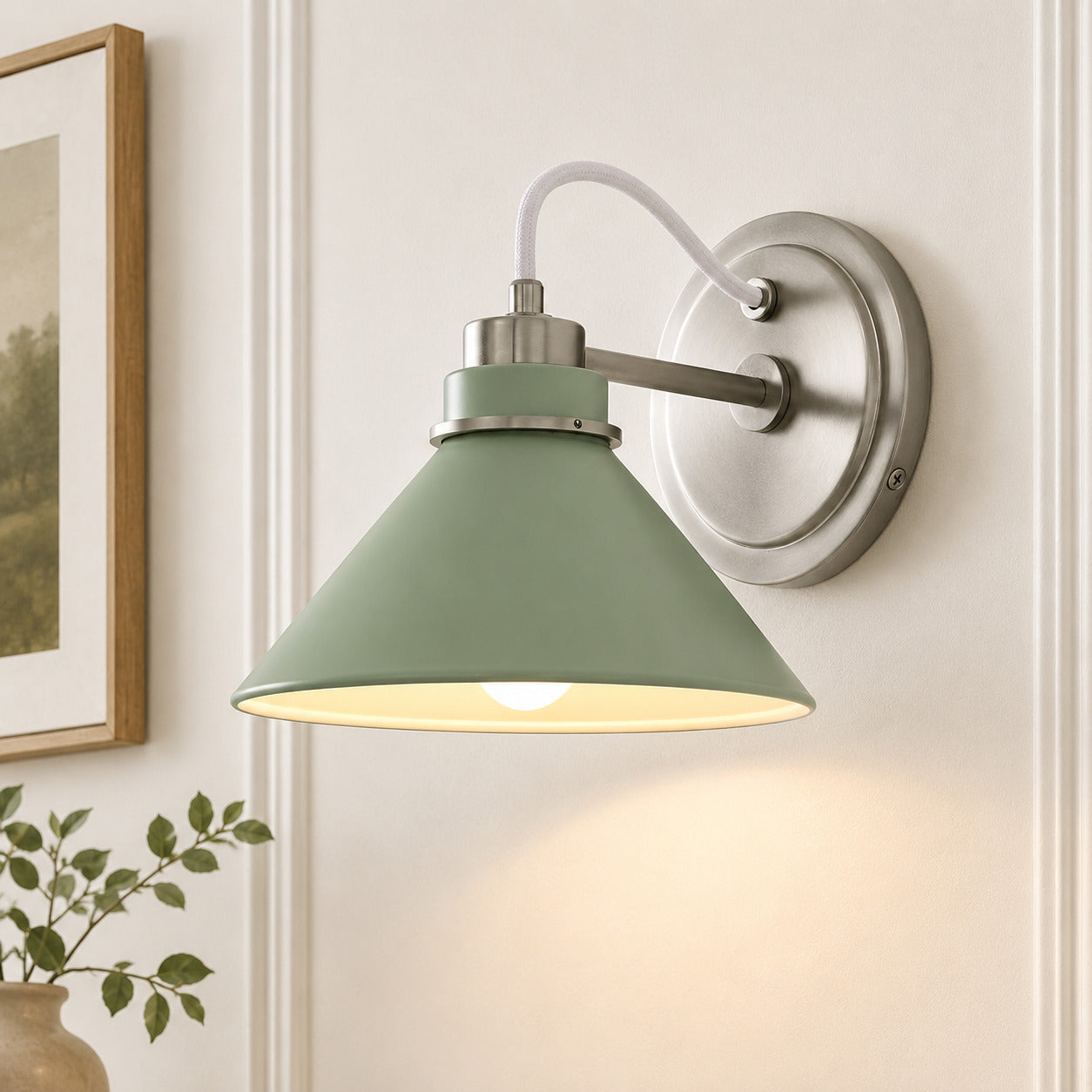 Aurenza Curved Arm Globe Wall Sconce – Modern Industrial Wall Lamp for Bathroom, Bedroom, and Hallway | Esilora