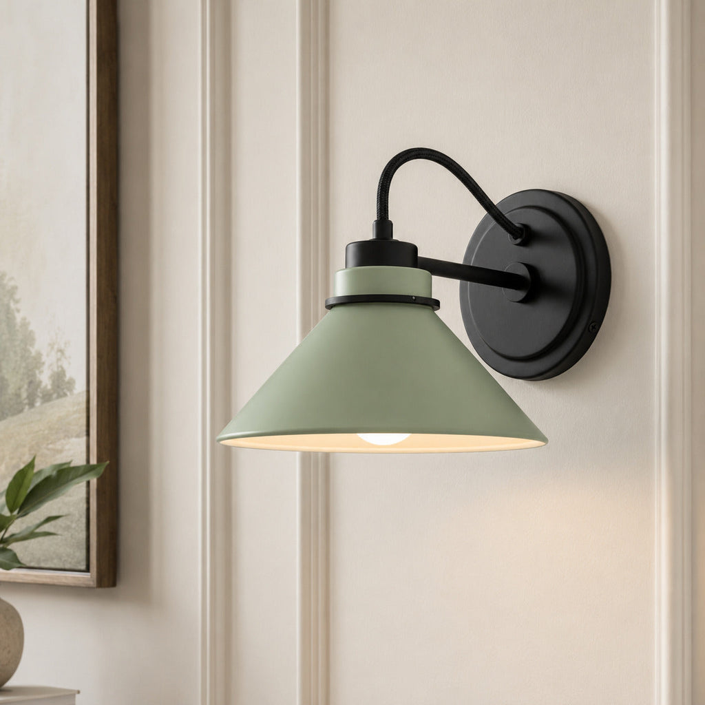 Aurenza Curved Arm Globe Wall Sconce – Modern Industrial Wall Lamp for Bathroom, Bedroom, and Hallway | Esilora