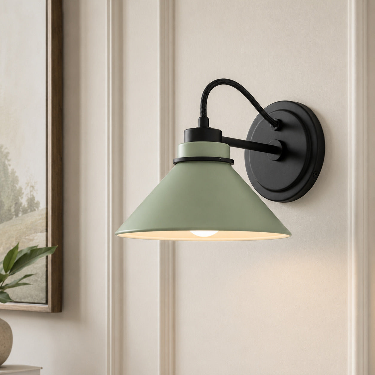 Aurenza Curved Arm Globe Wall Sconce – Modern Industrial Wall Lamp for Bathroom, Bedroom, and Hallway | Esilora