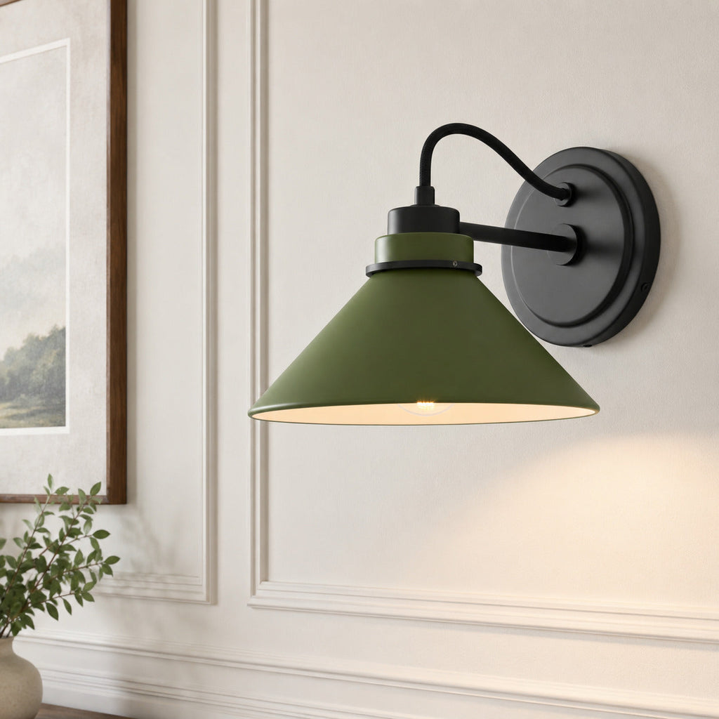 Aurenza Curved Arm Globe Wall Sconce – Modern Industrial Wall Lamp for Bathroom, Bedroom, and Hallway | Esilora