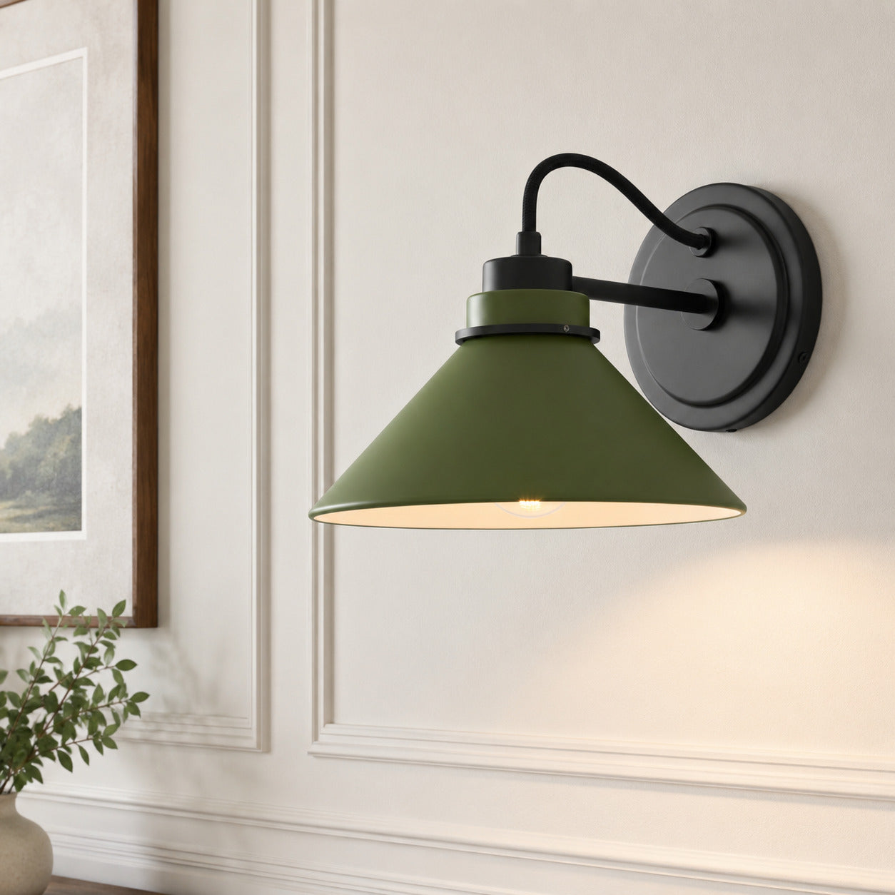 Aurenza Curved Arm Globe Wall Sconce – Modern Industrial Wall Lamp for Bathroom, Bedroom, and Hallway | Esilora