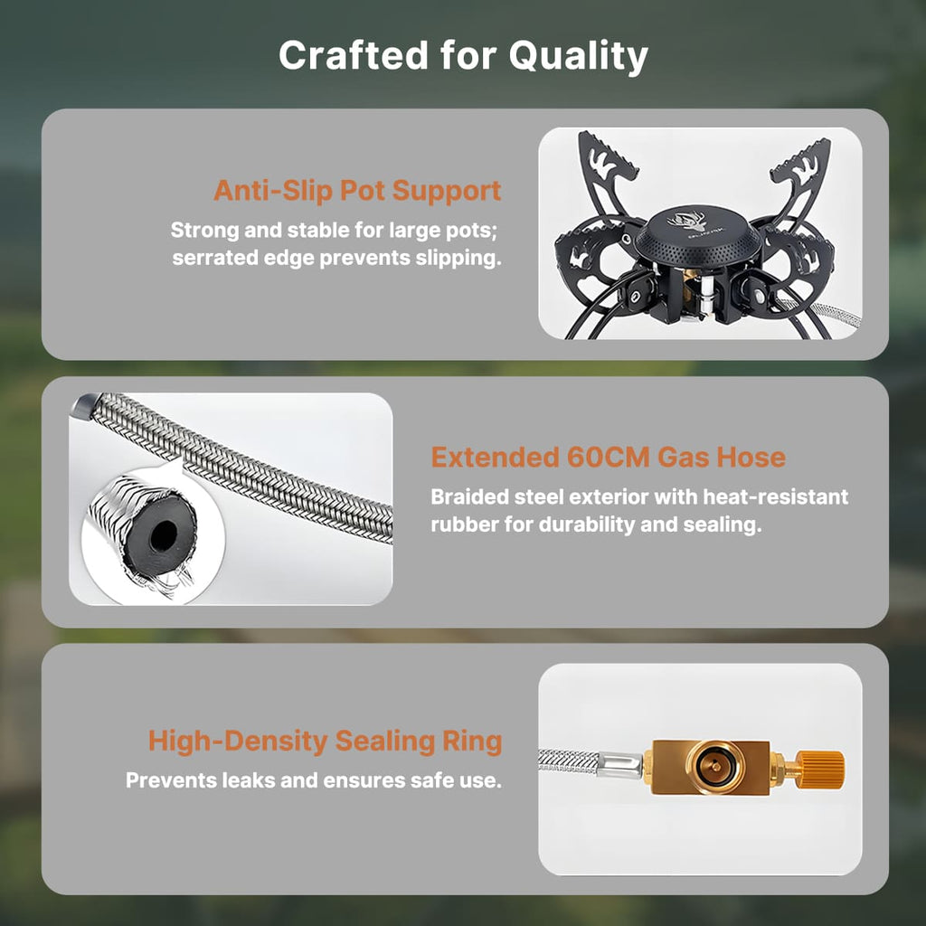 Portable Camping Burner 3800W - Compact Outdoor Stove - Esilora