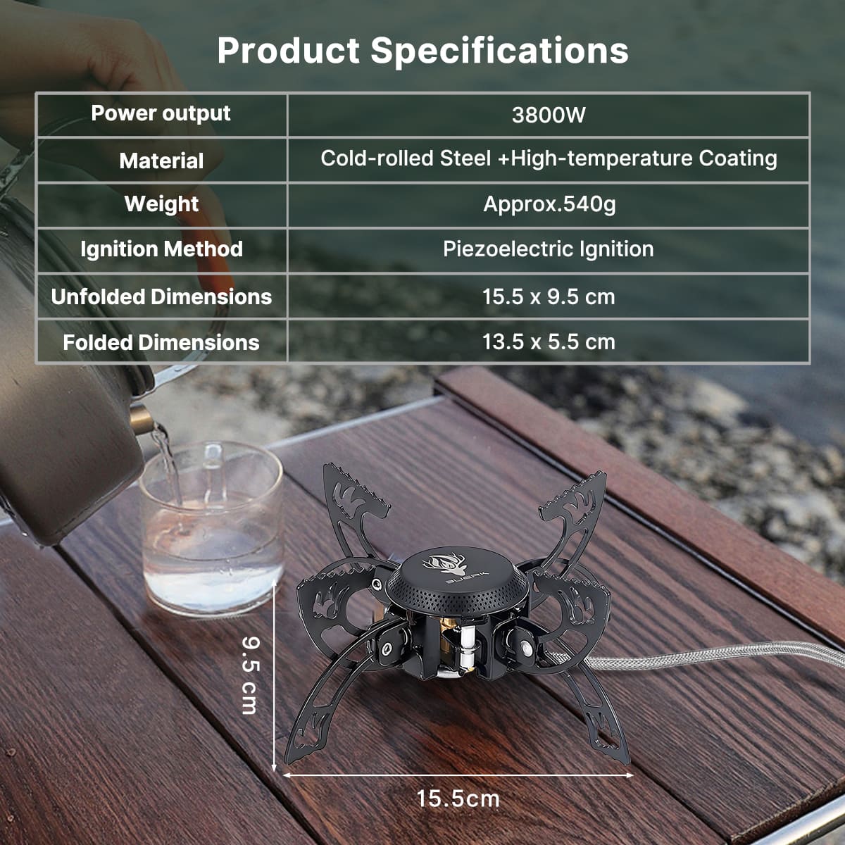 Portable Camping Burner 3800W - Compact Outdoor Stove - Esilora