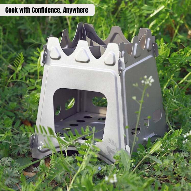 Fornello da campeggio portatile per cucinare all’aperto – Bruciatore compatto a legna - Esilora