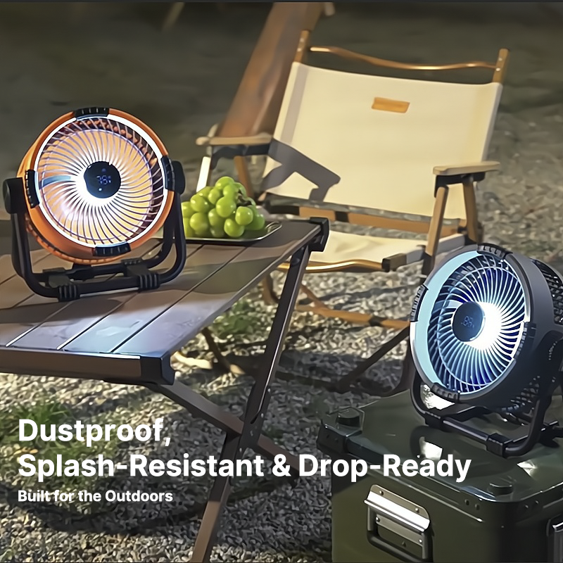 Hordozható kültéri ventilátor LED-világítással – 20000mAh akkumulátor – Esilora