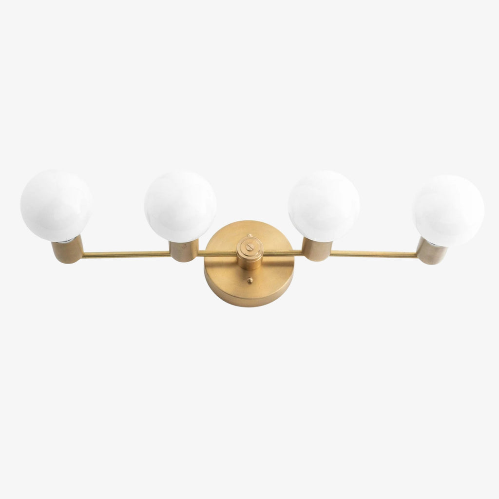 Lampada da parete Glorica Glass in metallo minimalista con barra e globo per toeletta — Lampada a globo da parete per spogliatoio e bagno | Esilora