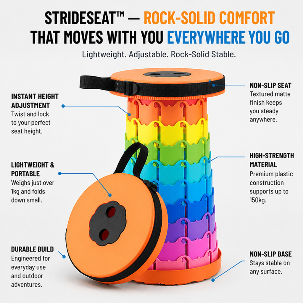 StrideSeat — Comfort solidissimo che si muove con te ovunque tu vada - Esilora