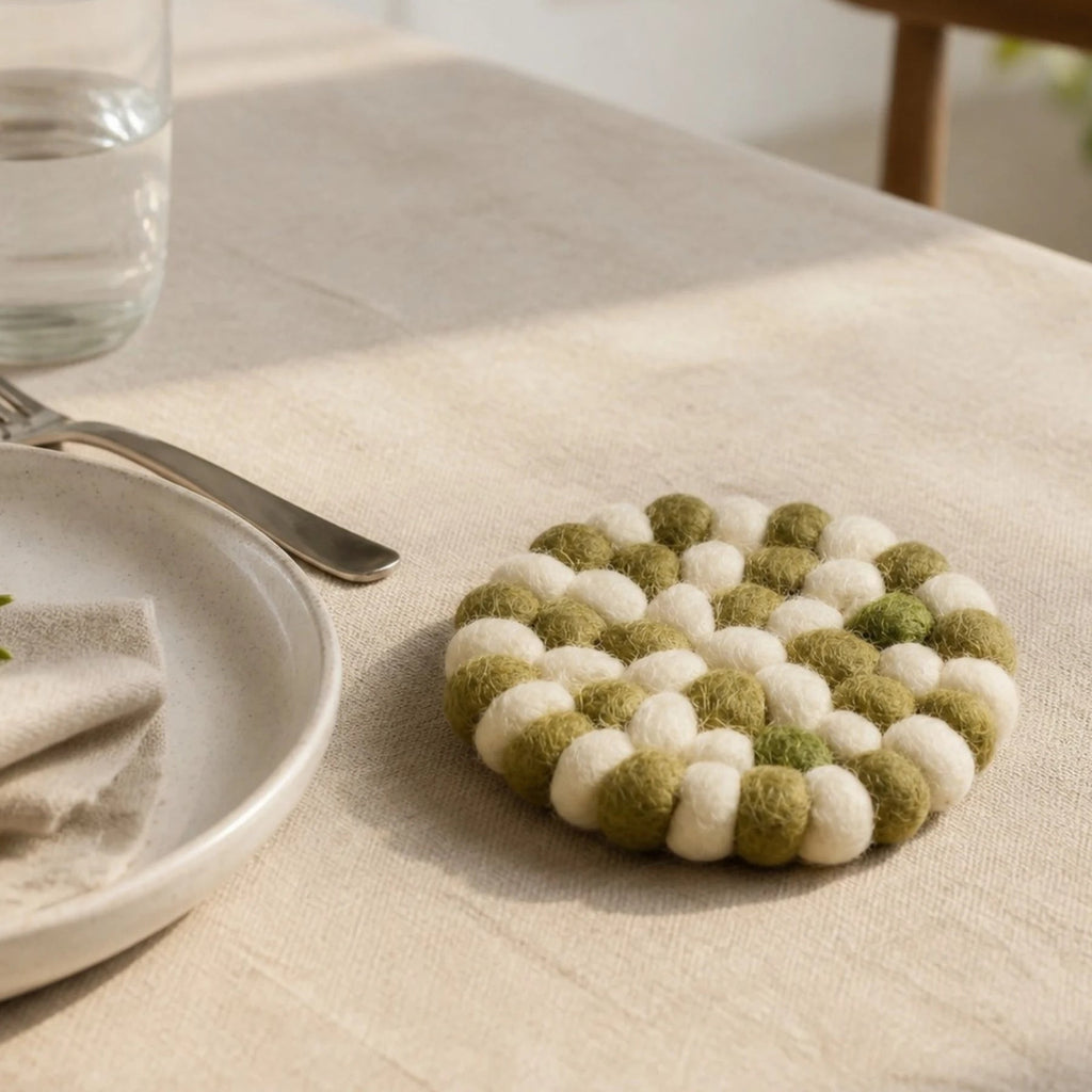 Handmade Wool Felt Ball Coaster | Esilora
