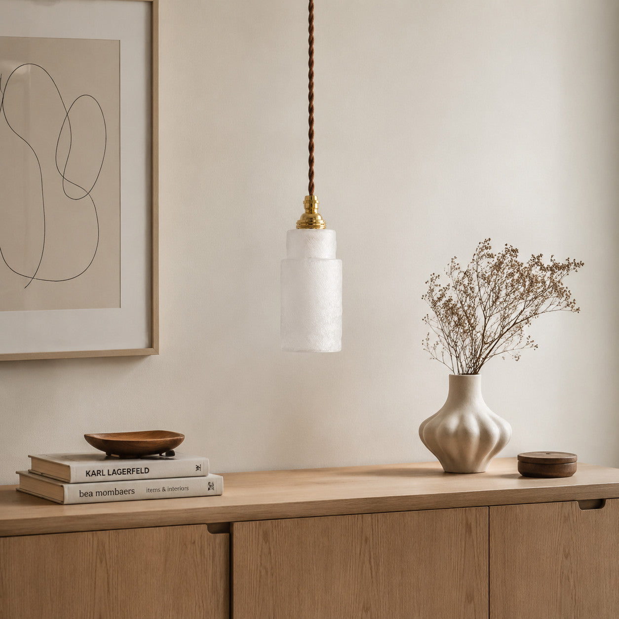 Suspension vintage japonaise en verre dépoli | Esilora