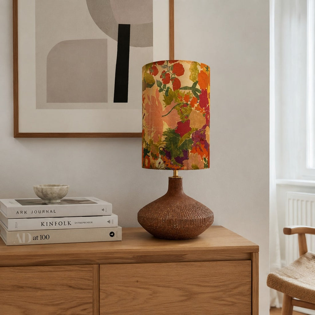 Liberty-Style Fabric Shade Ceramic Table Lamp for Bedside Ambient Lighting | Esilora