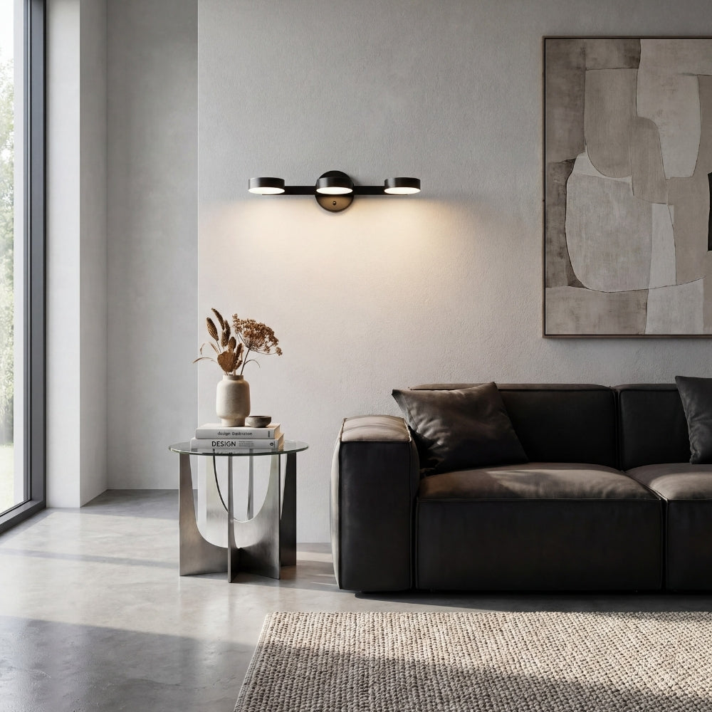 Regulowany kinkiet łazienkowy Gyralume z trzema źródłami światła - nowoczesny okrągły metalowy design do dekoracji domu | Esilora