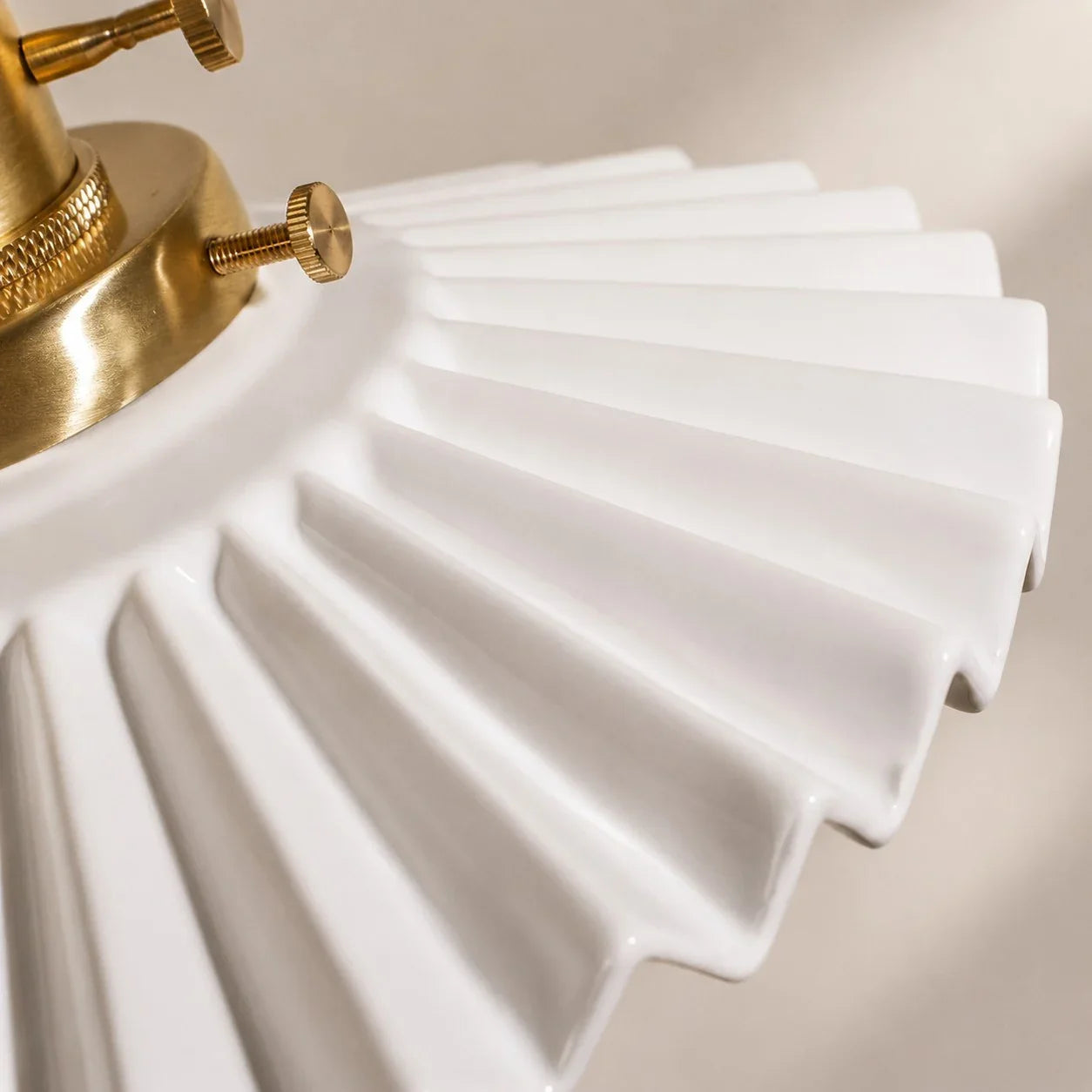 Pleated Ceramic Pendant Light with Brass Hardware | Esilora