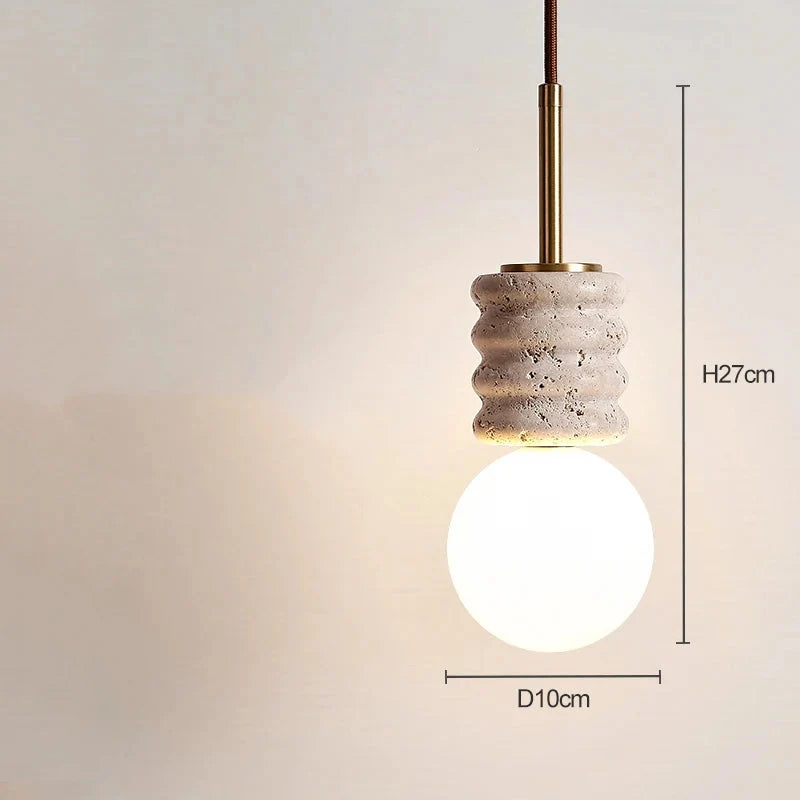Nowoczesna kamienna lampa wisząca LED przy łóżku | Esilora