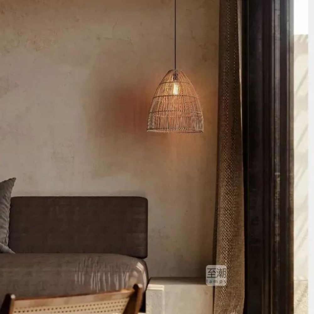 Runa Boho Rattan Pendant Light | Esilora