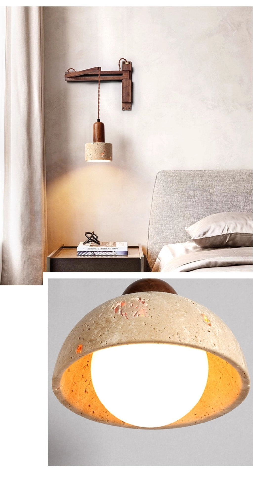 Adjustable Travertine Dome Wall Sconce | Esilora