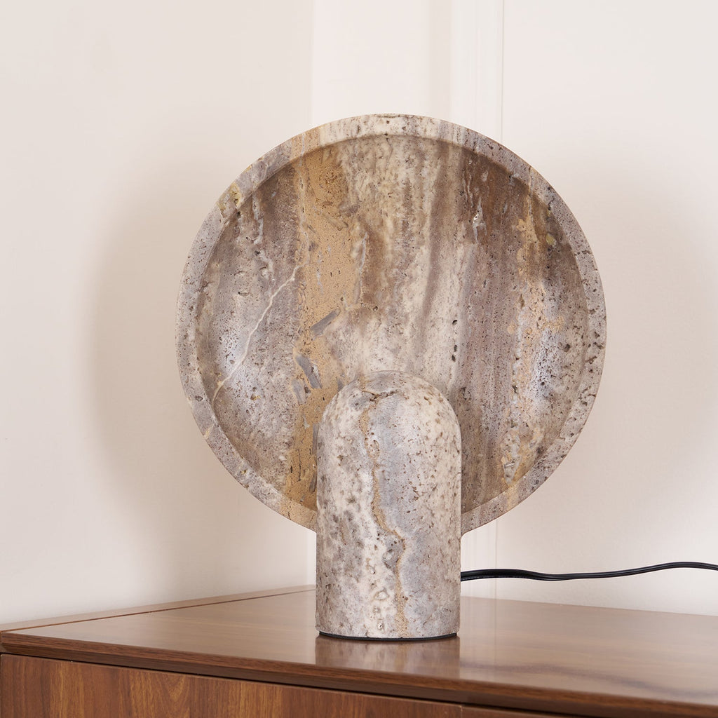Wabi-sabi Stil Eclipse Stein-Travertin-Tischlampe M03 | Esilora
