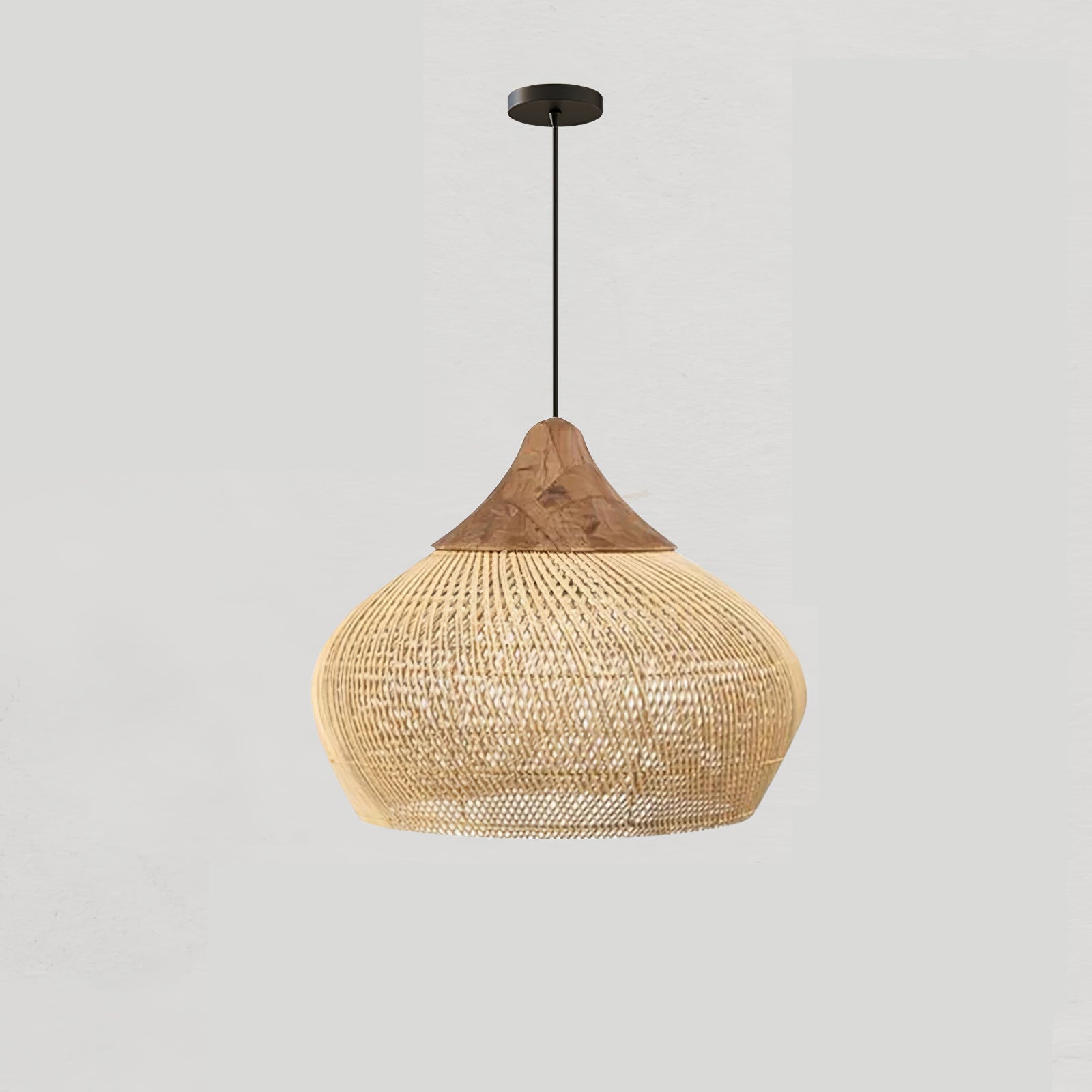 Harfenförmige geflochtene Rattan-Hängelampe | Esilora