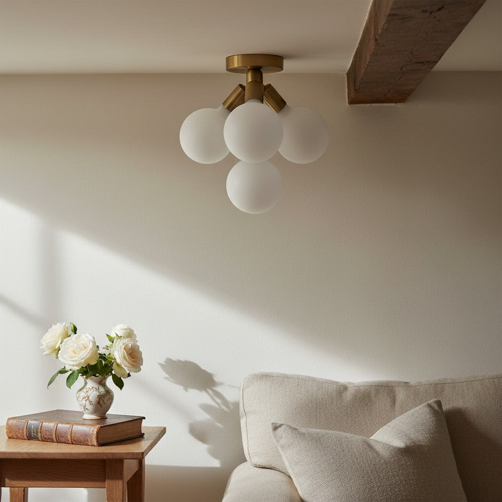 Lampada a plafone elegante Glorica Glass - Design con globo bianco per ambienti contemporanei | Esilora