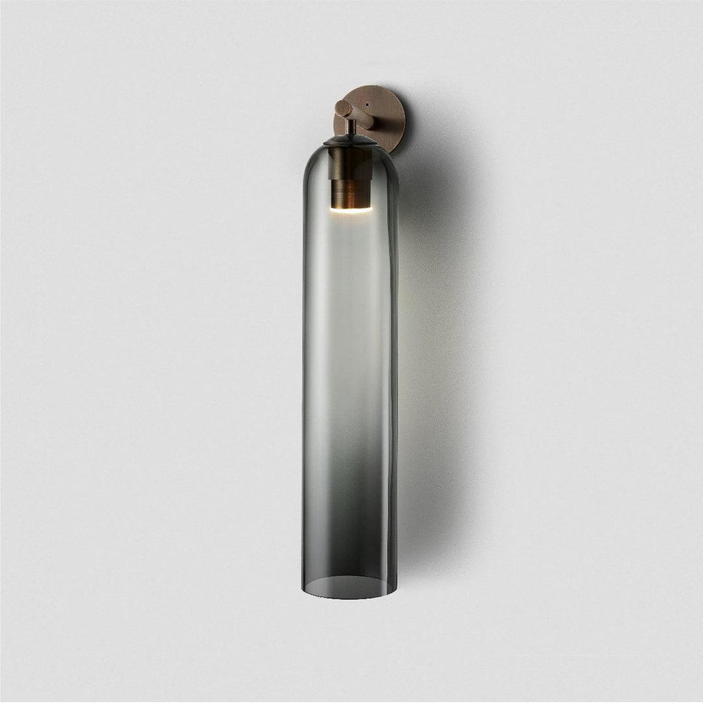 Art Glass Sconce Sand Nickel Smoke Gray Damp-rated LED Wall Light | Esilora