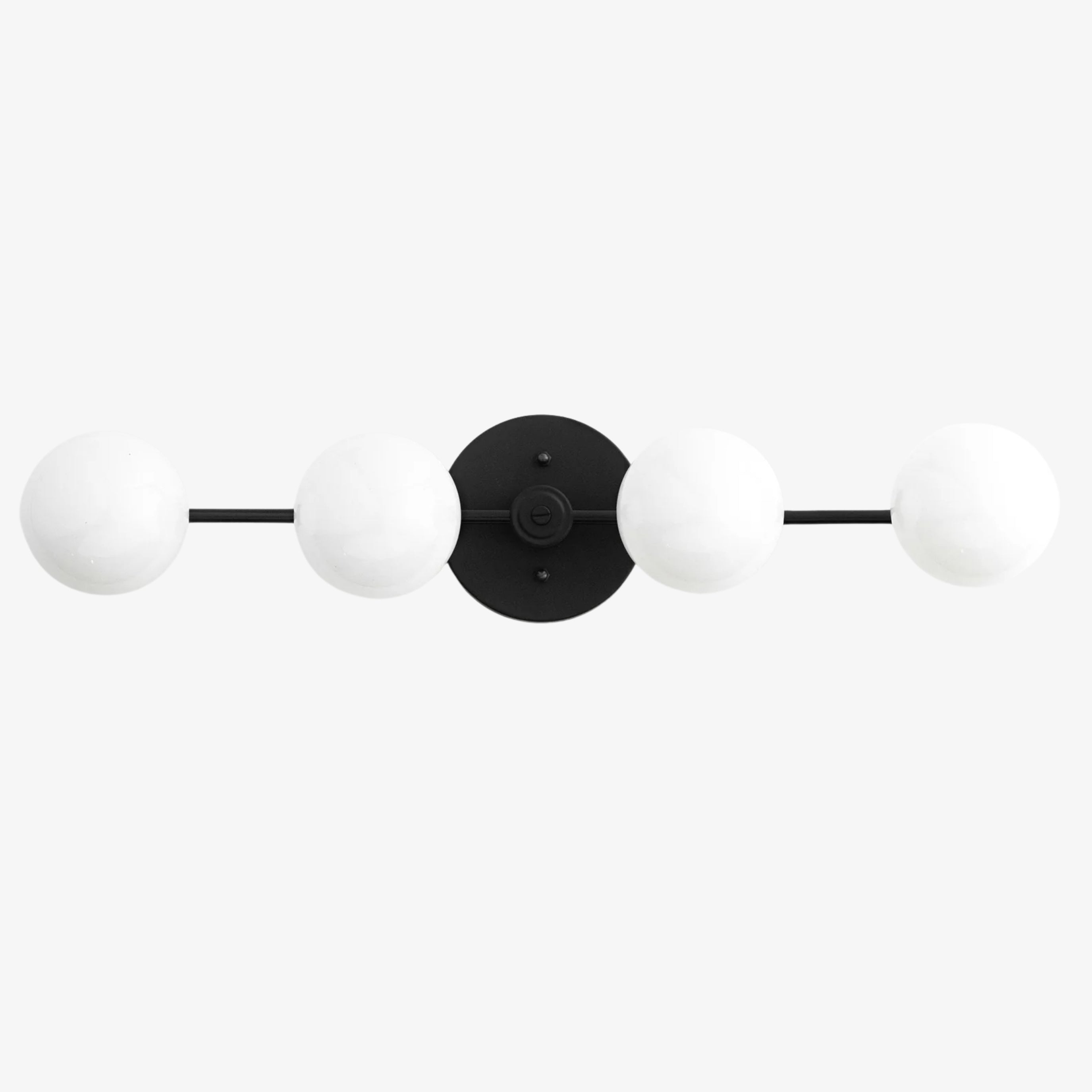 Lampada da parete Glorica Glass in metallo minimalista con barra e globo per toeletta — Lampada a globo da parete per spogliatoio e bagno | Esilora