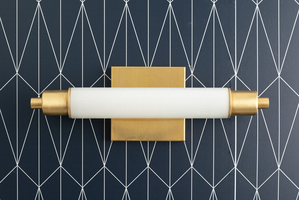 Ornato Luxe Modern Vanity Sconce - Art Deco Wall Light with Cylinder Shade | Esilora