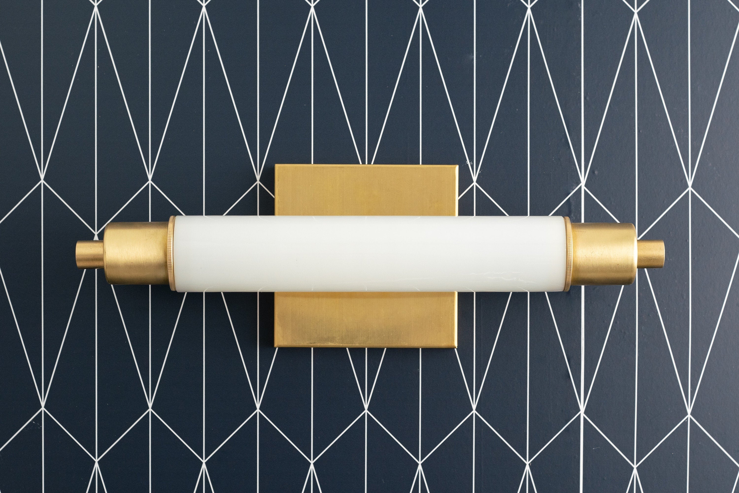 Ornato Luxe Modern Vanity Sconce - Art Deco Wall Light with Cylinder Shade | Esilora