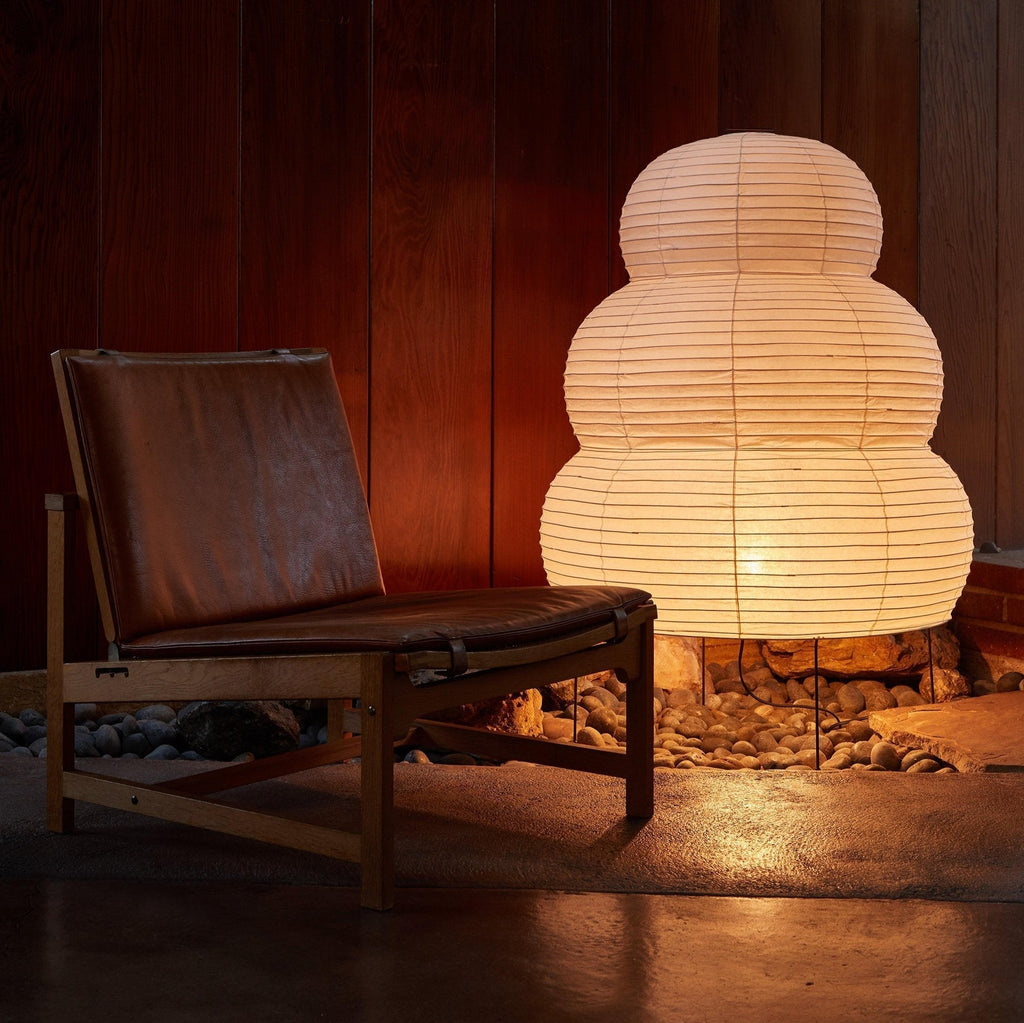 Lampada da tavolo giapponese wabi-sabi in carta di riso bianca | Esilora