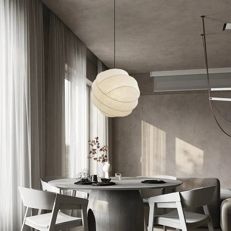 Wabi Sabi Silk Ball Japandi Pendant Light | Esilora