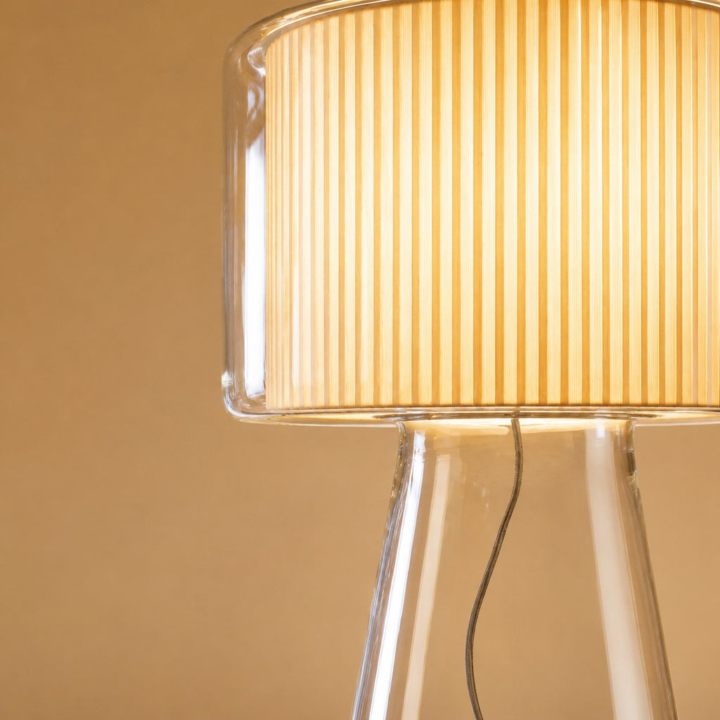 Natürliche Glastischlampe mit Stoffschirm | Esilora
